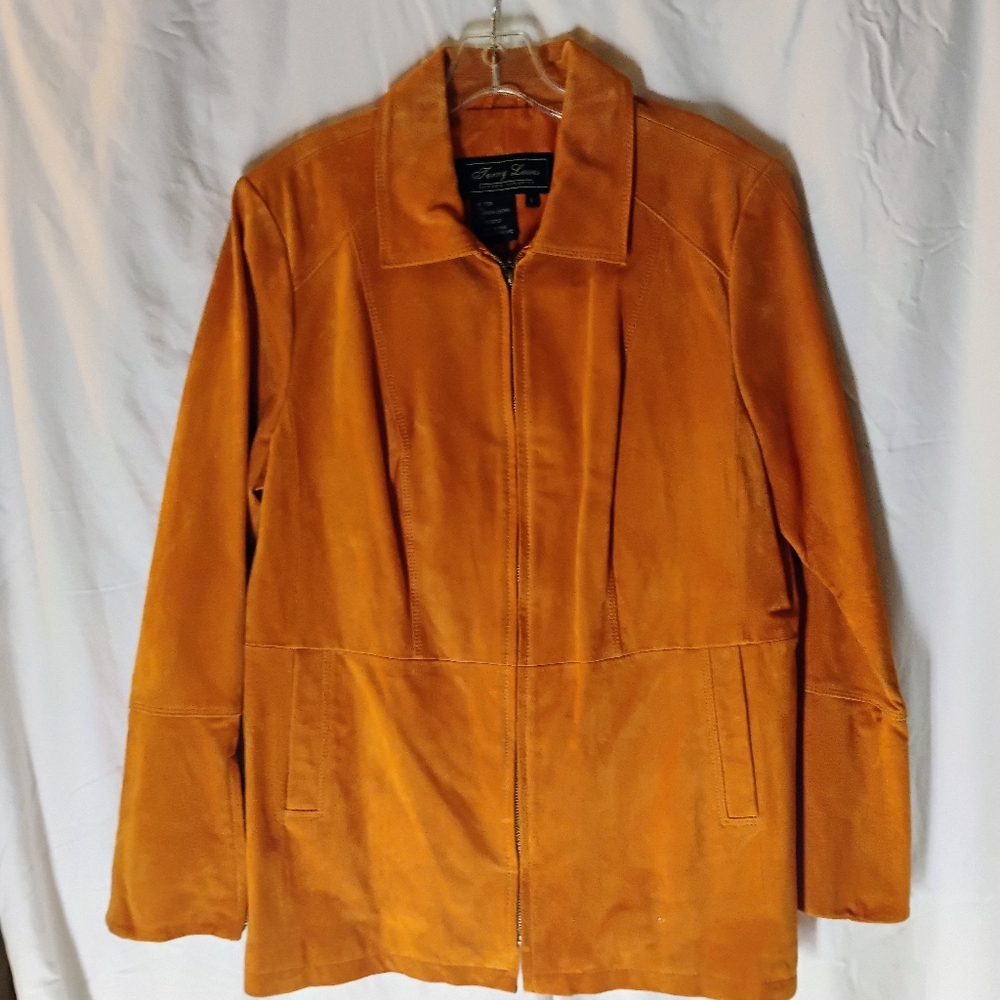Suede Leather Jacket in Rich Orange